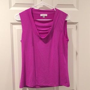 Calvin Klein pink sleeveless top with draped neck